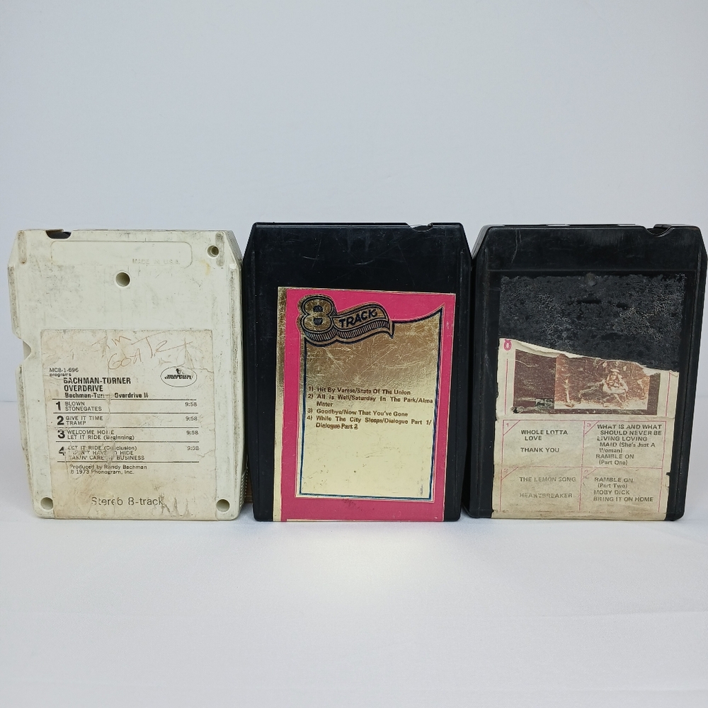Vtg Classic Rock 8 Track Lot Of 3 Led Zeppelin Chicago Bachman-Turner Overdrive
